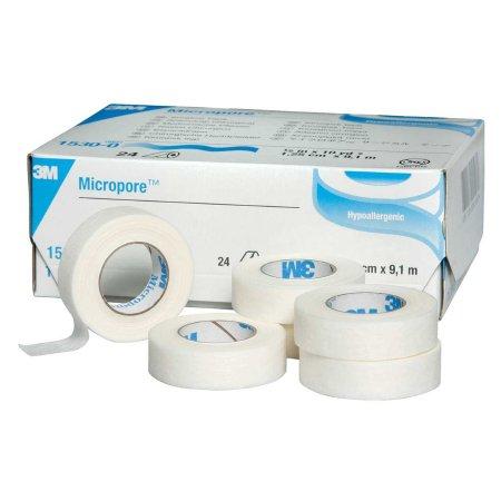 3M Micropore Surgical Tape, Paper, Easy Tear, .5 Inch x 10 Yards, White,  Non-sterile, Latex-free, #1530-0