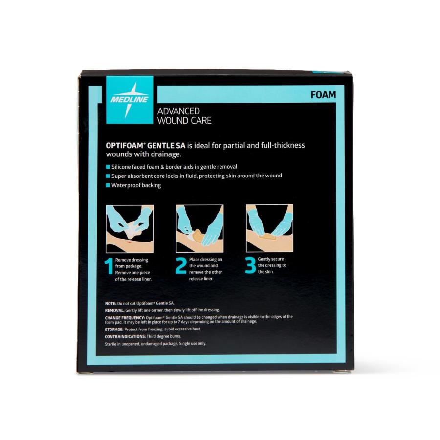 thumbnail image 2 of Medline Optifoam Gentle AG Silver Foam Dressing – 4x4 Sterile Pads – Box Of 10, Exp 03/2027 2 of 6