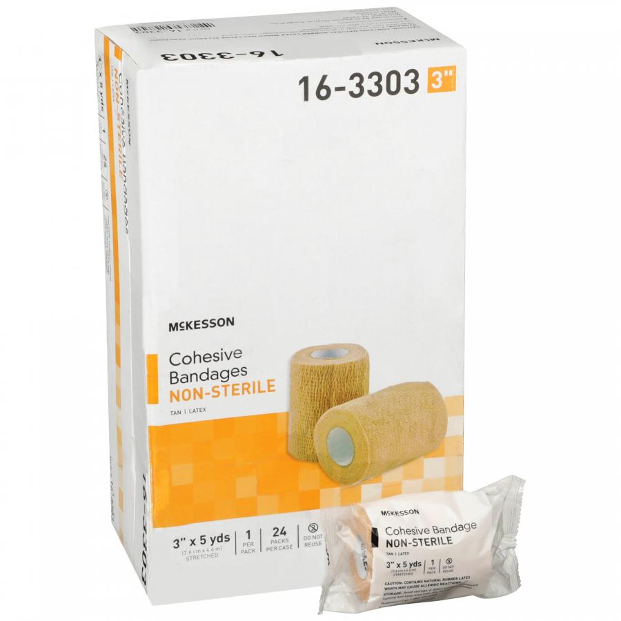 McKesson Cohesive Bandages 2 Inch X 5 Yds - 36 Pack Latex-Free Compression Wrap