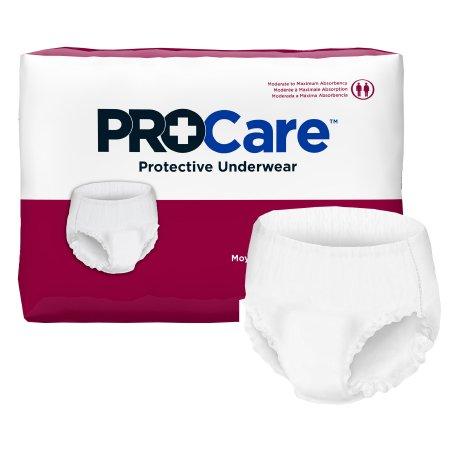 ProCare Protective Underwear, Adult, Unisex, Medium, 34 to 46 In. Waist,  White, Pull-On, Disposable, Moderate Absorbency, 80 Count, #CRU-512