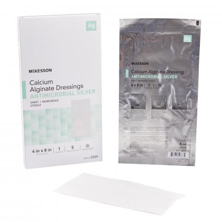 calcium alginate dressing with silver DynaGinate AG 4" x 5" Controlled release of antimicrobial silver protects the wound CellEra Vitale 4x4 inch Strong