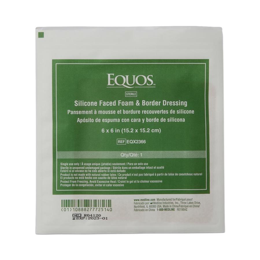 Medline EQUOS 5-Layer Square Foam Dressings with Silicone Adhesive ...