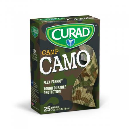 Curad Camp CAMO Bandages, Flex-Fabric, 4-sided Seal, 0.75 Inch x 3 ...