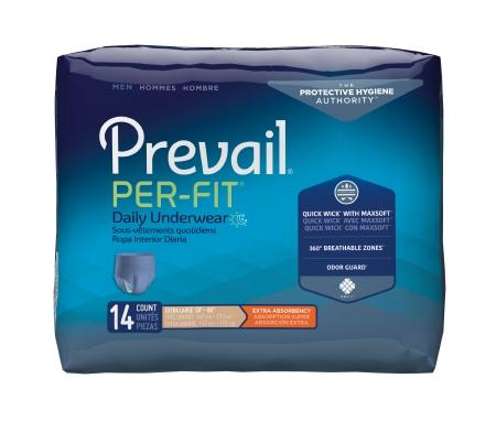 Prevail Per-Fit Daily Underwear, Adult, Male, Pull-on with Tear Away Seams,  Disposable, Moderate Absorbency, X-Large, 56 Count, #PFM-514