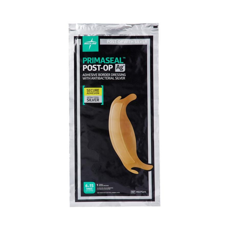 Medline PrimaSeal Ag+ Post-Op Dressings , Knee, Up to 7 Days, Contoured ...