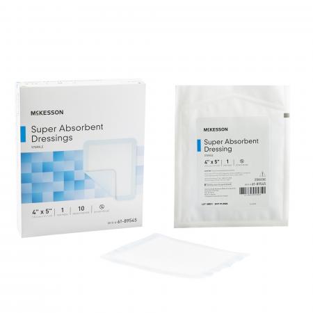 McKesson Super Absorbent Dressing, 4 X 5 Inch, Without Border, 100 ...